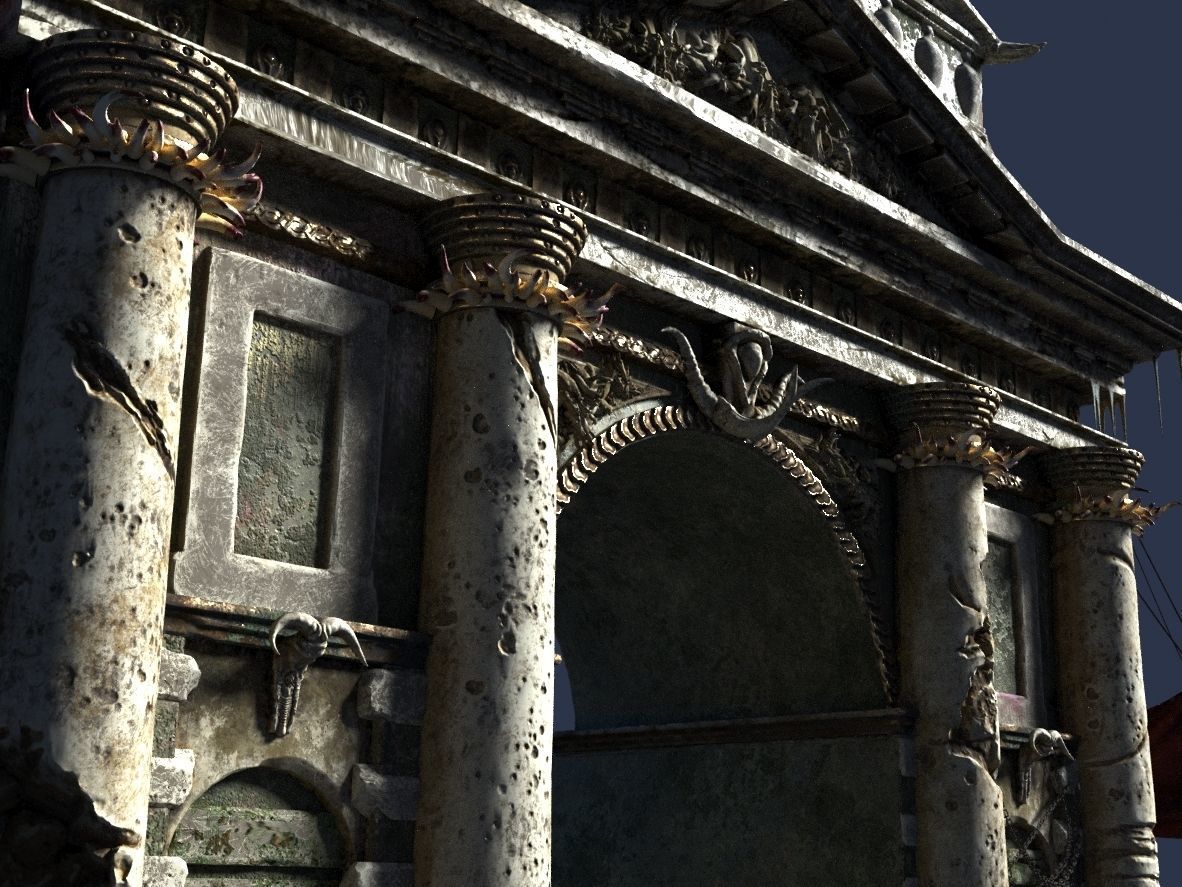 triumphal gothic arch 3D model_0