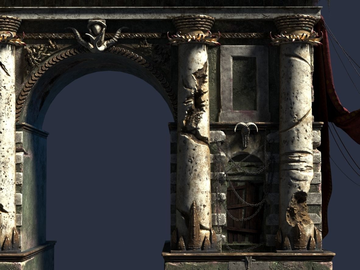 triumphal gothic arch 3D model_2
