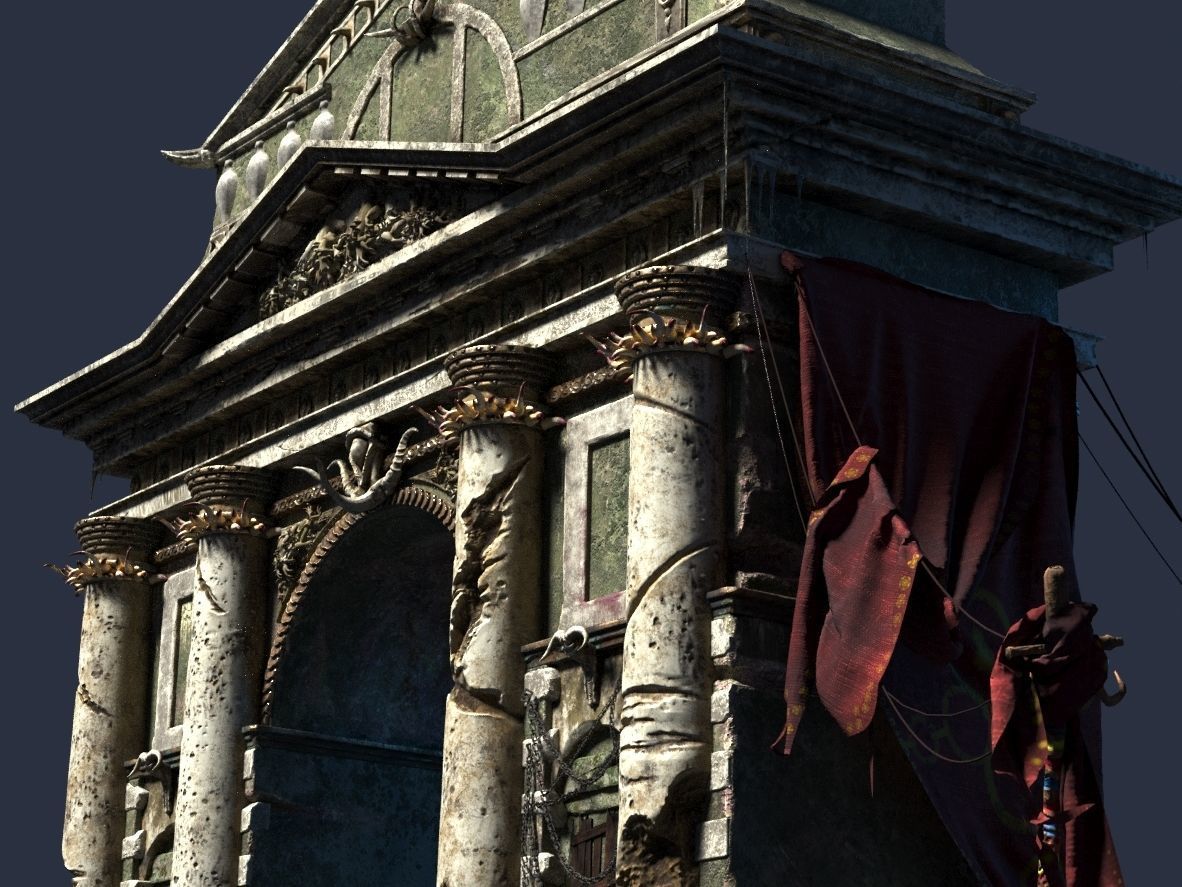 triumphal gothic arch 3D model_7