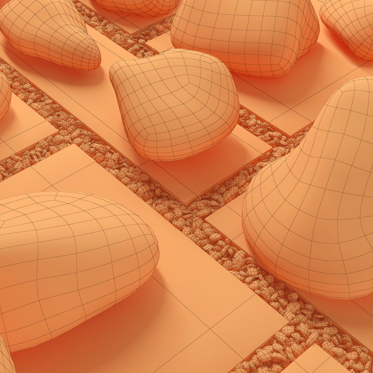 Flowerbed  street decor  square 3D model_15