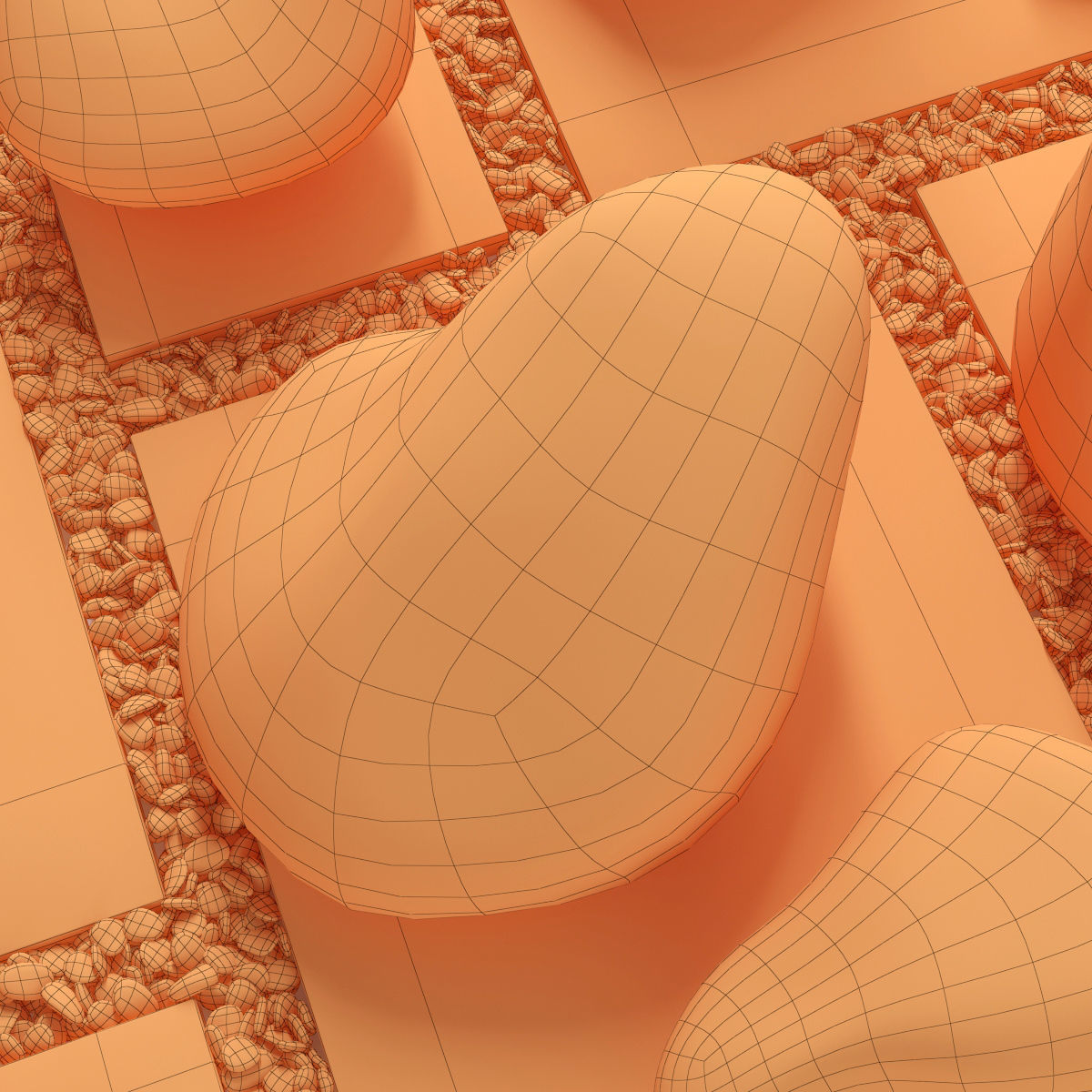 Flowerbed  street decor  square 3D model_18