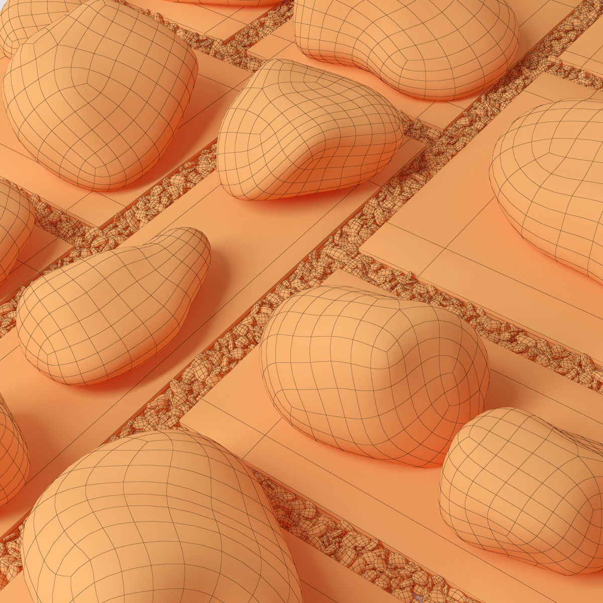 Flowerbed  street decor  square 3D model_16