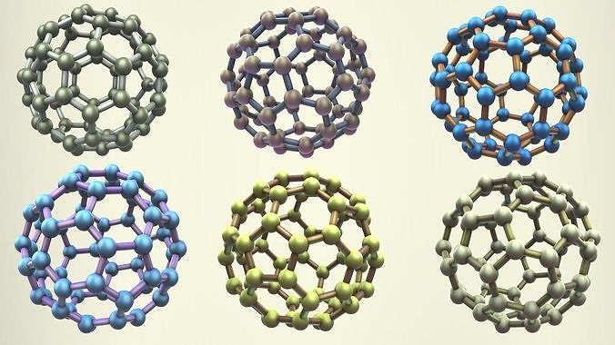 Carbon Structure Fullerene Pack 3D model
