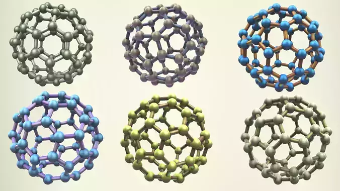 Carbon Structure Fullerene Pack 3D model