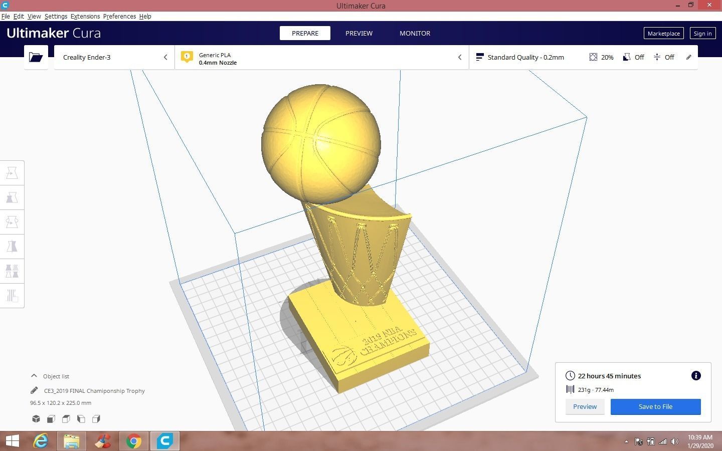 2019 Toronto Raptors Championship Trophy 3D print model_2