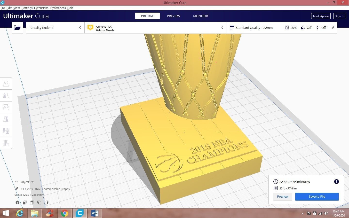 2019 Toronto Raptors Championship Trophy 3D print model_3
