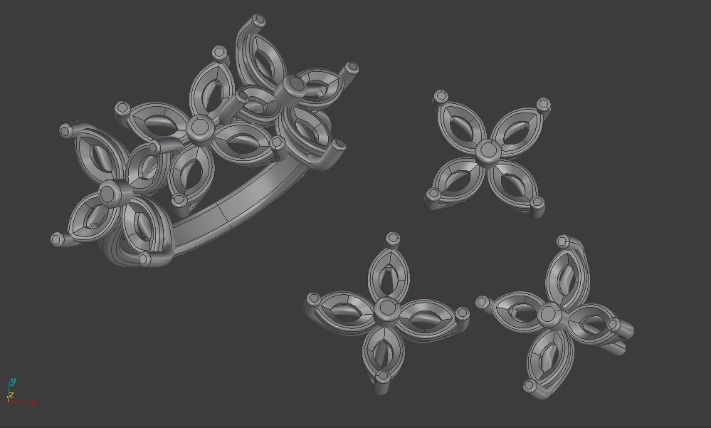 Jewellery set Ring Earings Pendant 3D print model 3D print model_9