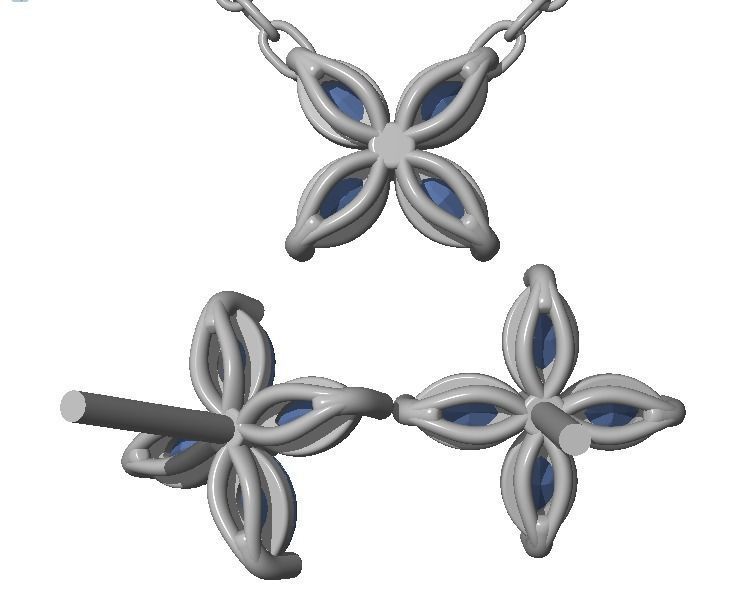 Jewellery set Ring Earings Pendant 3D print model 3D print model_2