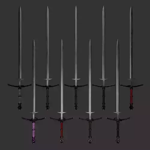 Zweihander two-handed sword with color variations