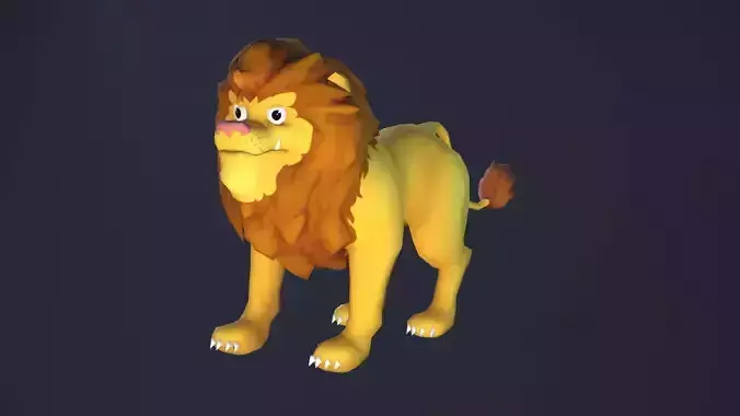 Cartoon Lion - rigged and skinned -