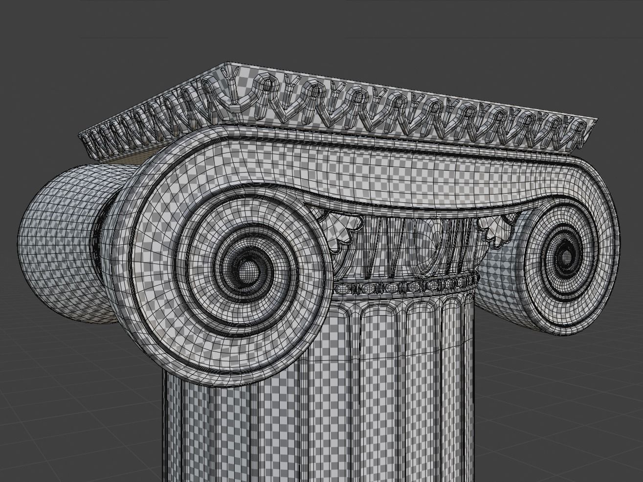 Ionic column and capital 3D model_1