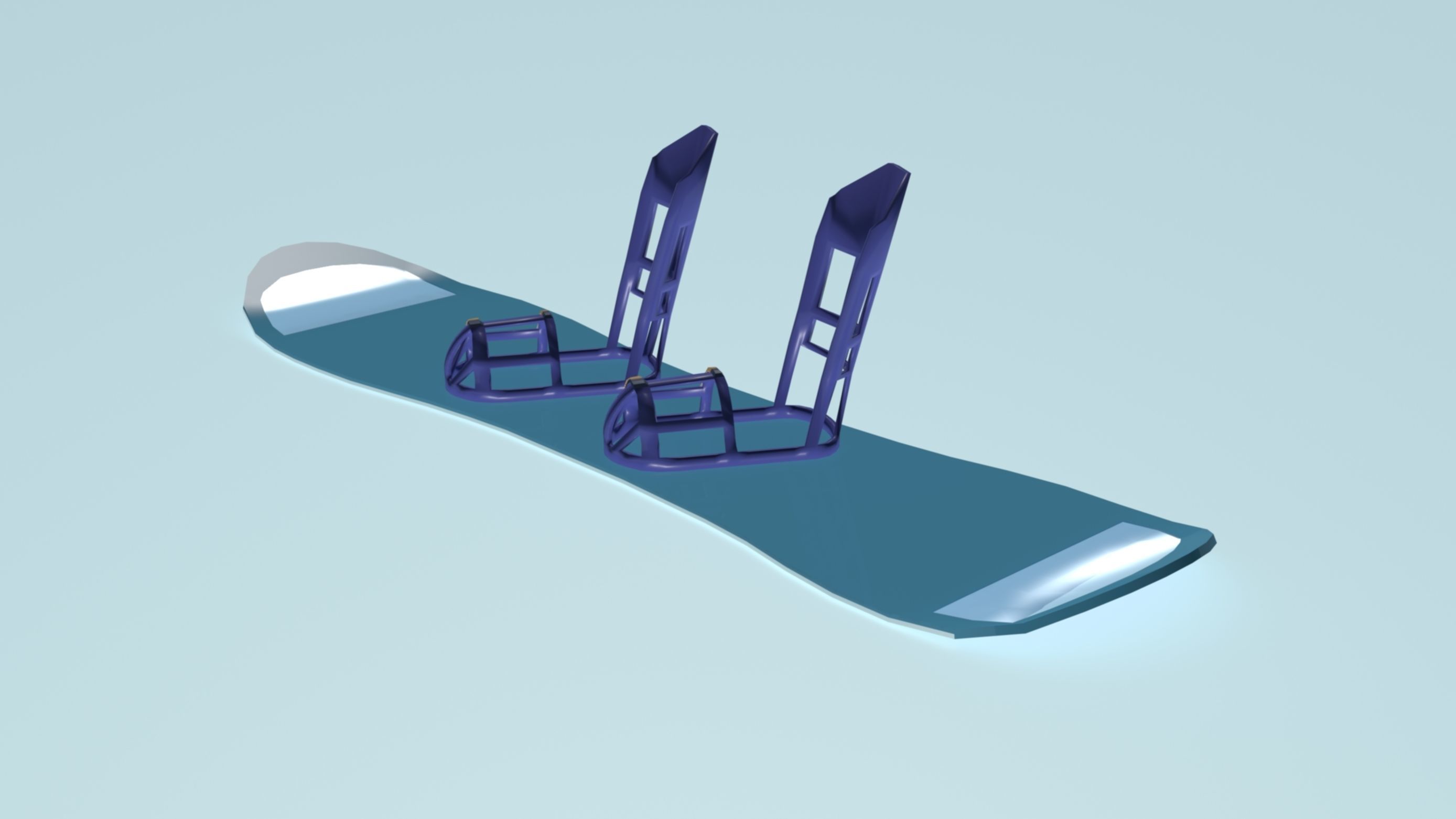 Snowboard with bindings Low-poly 3D model_8