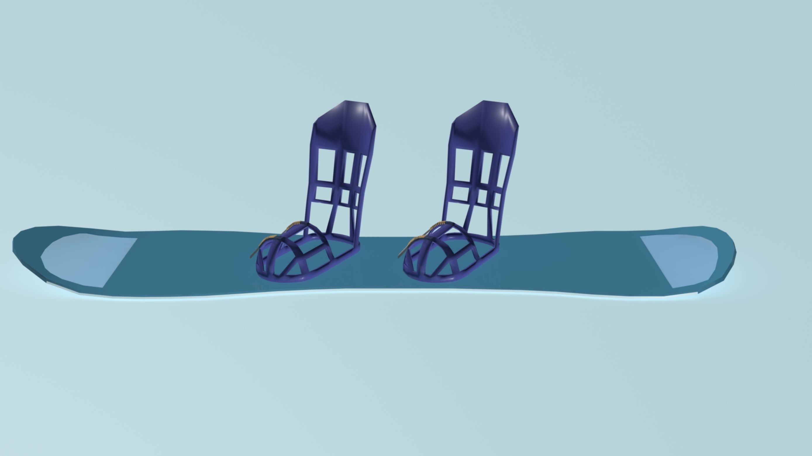 Snowboard with bindings Low-poly 3D model_9