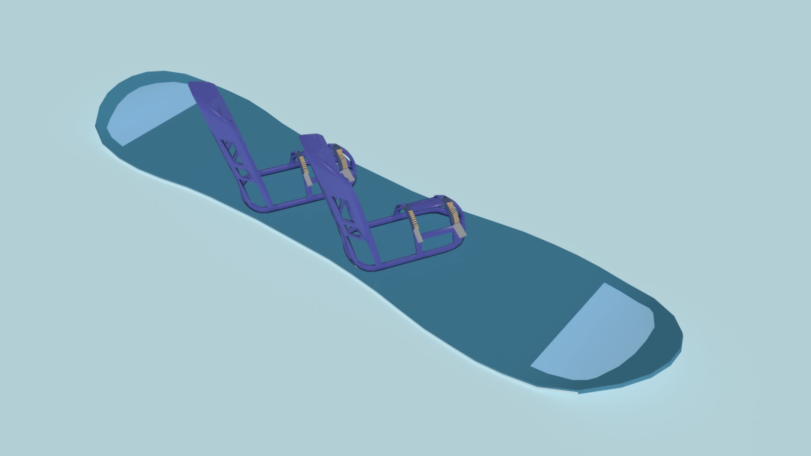 Snowboard with bindings Low-poly 3D model_1