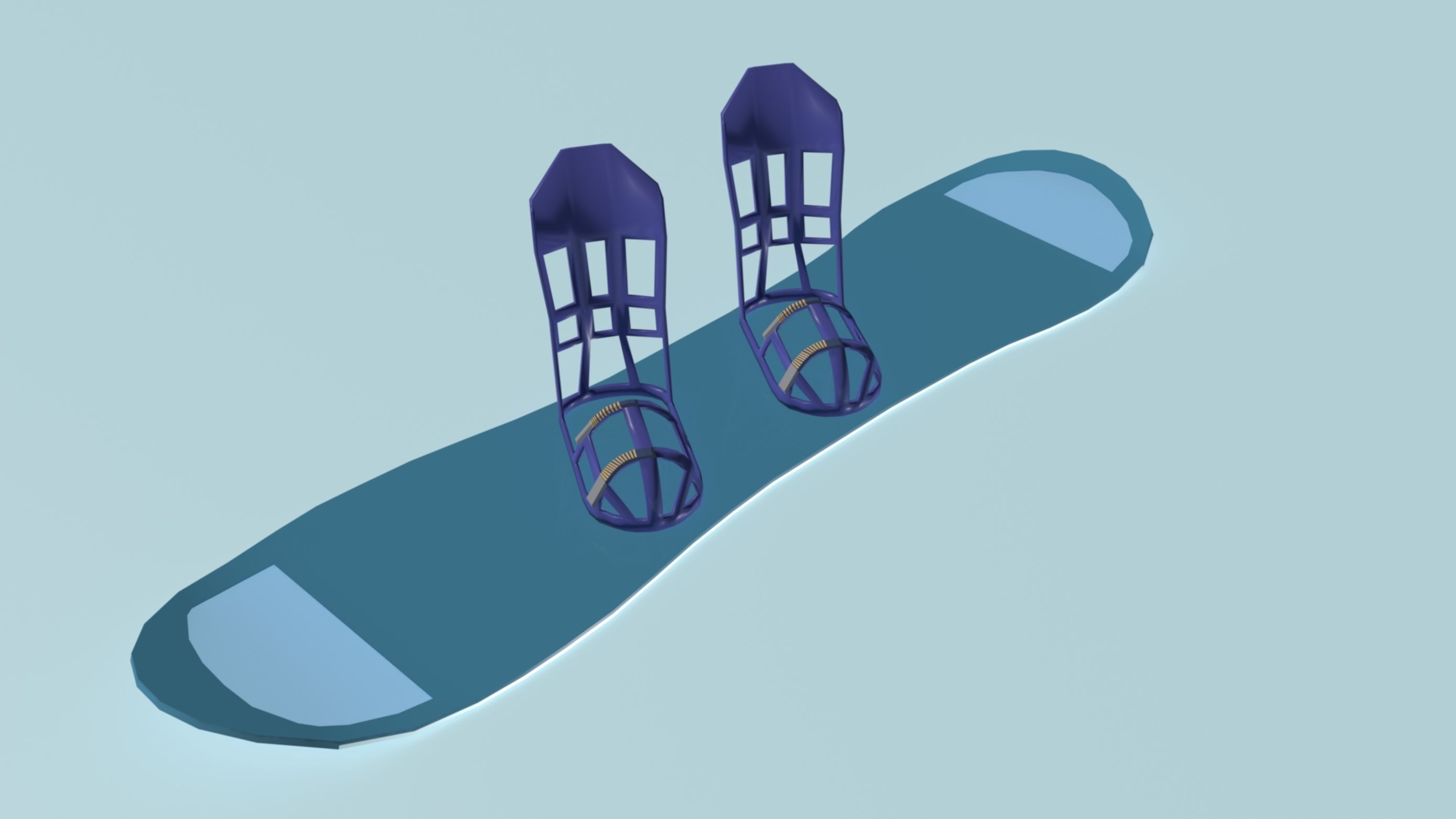Snowboard with bindings Low-poly 3D model_5