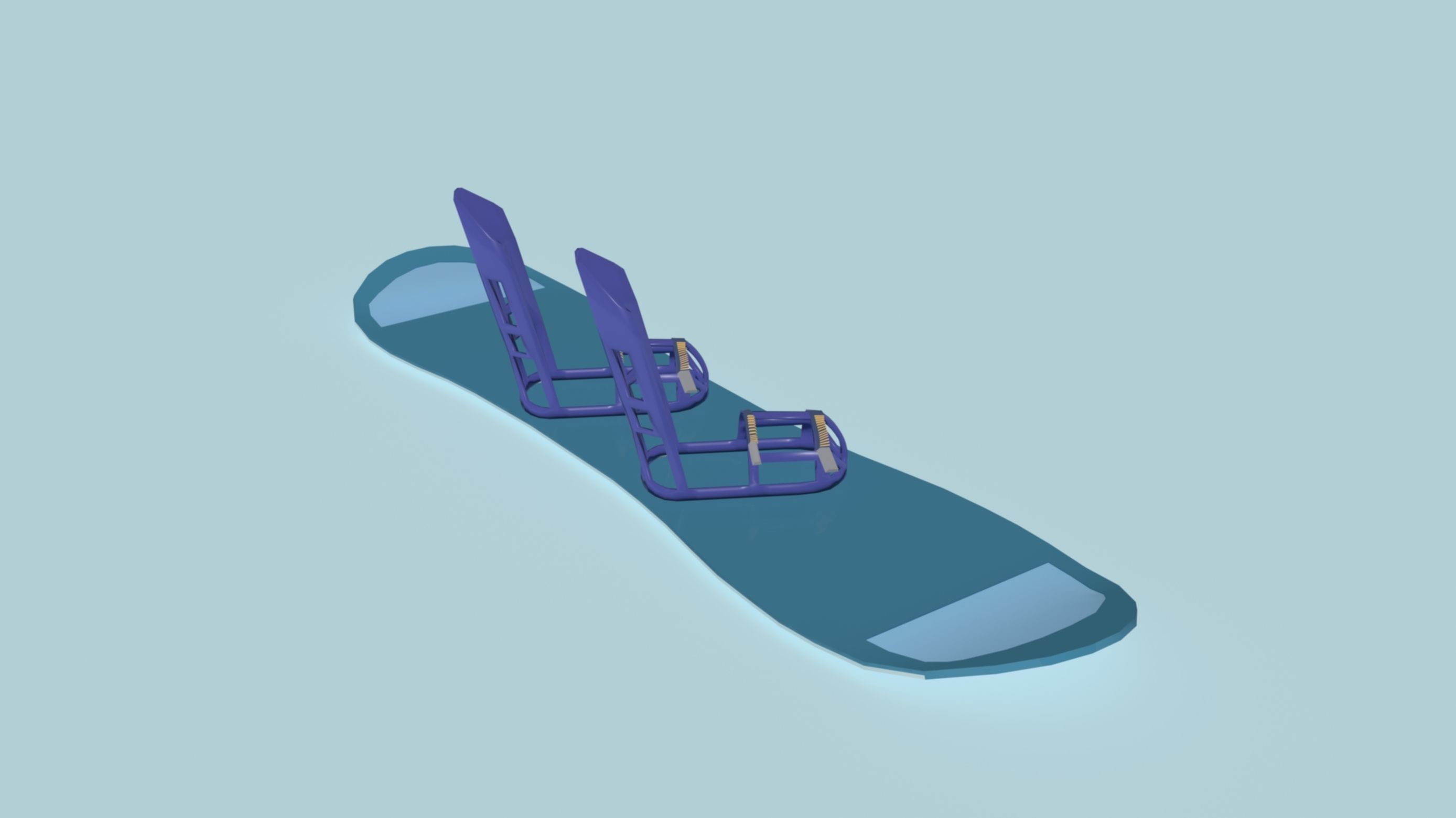 Snowboard with bindings Low-poly 3D model_2