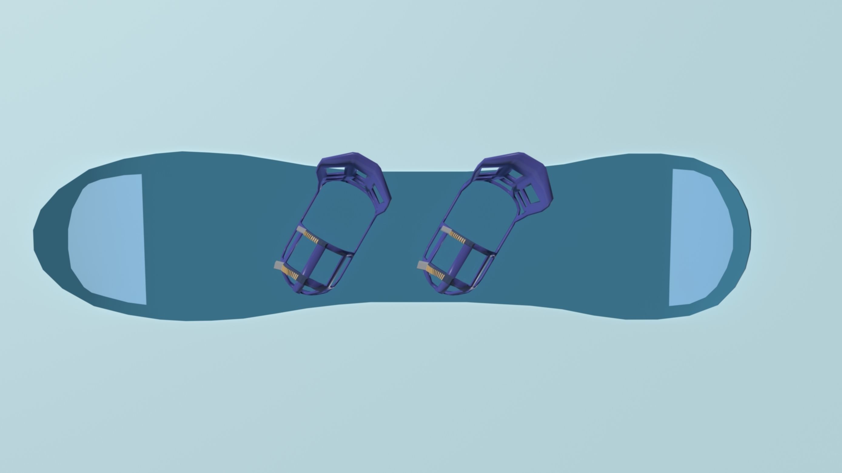 Snowboard with bindings Low-poly 3D model_6