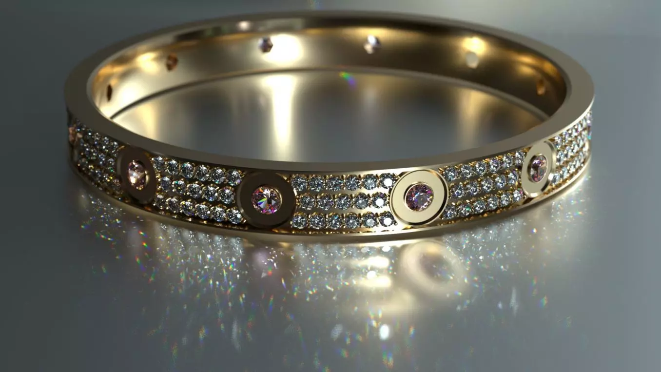 bracelet gold ring with sapphires Free 3D print model
