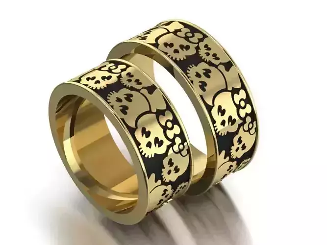 Rings with sculls two sizes 3D print model