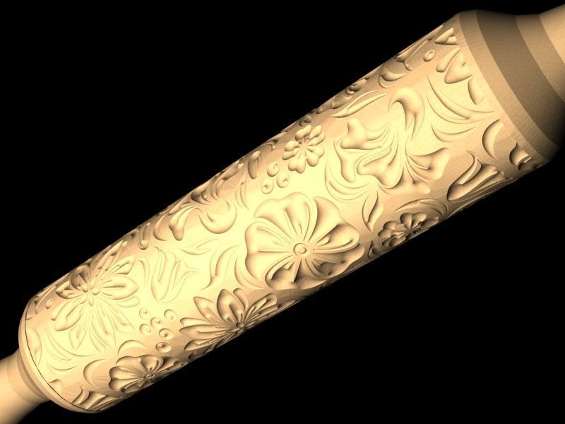 Patterned Rolling Pin Flowers for CNC 3D print model_1
