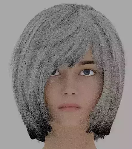 Female model rigged with hair and anatomic genetals