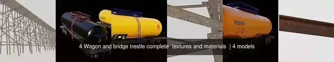 4 Wagon and bridge trestle complete  textures and materials 