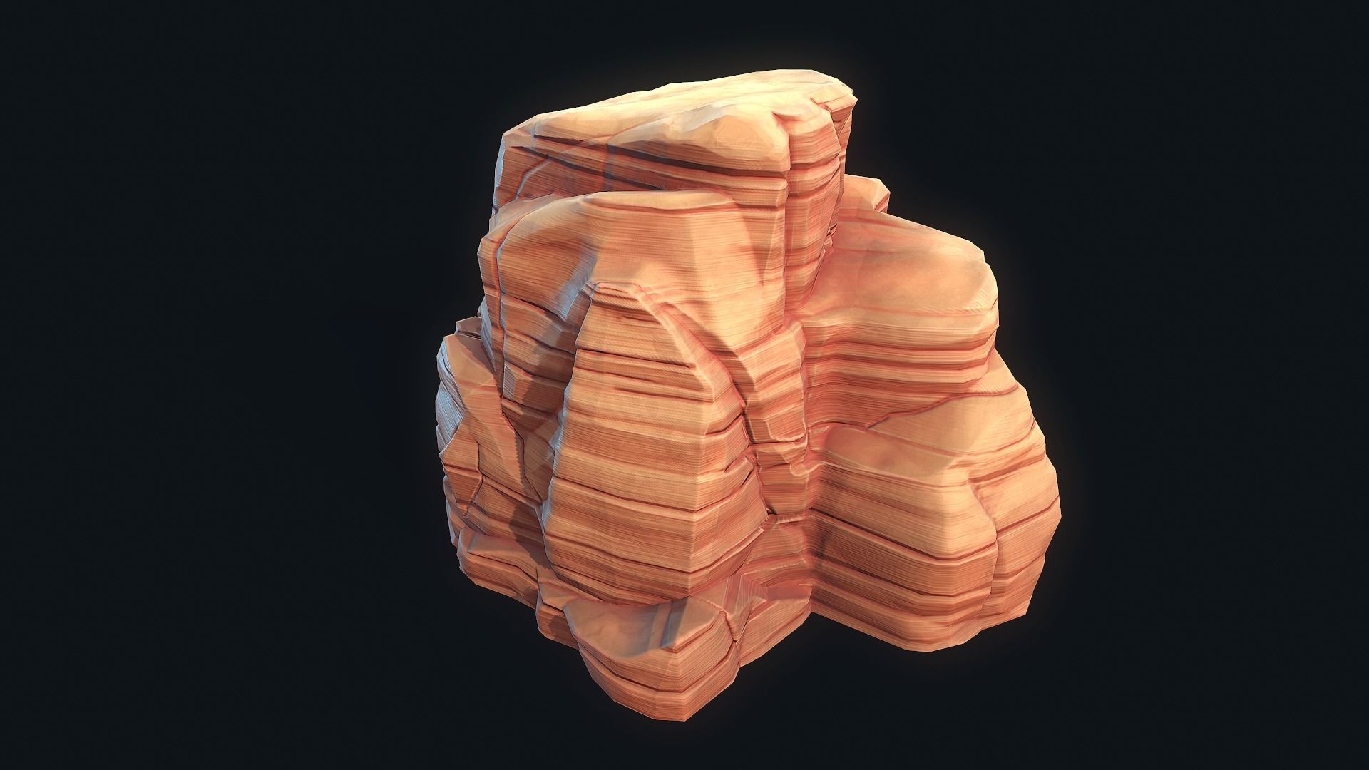 Stylized Desert Rock 4 Low-poly 3D model_4