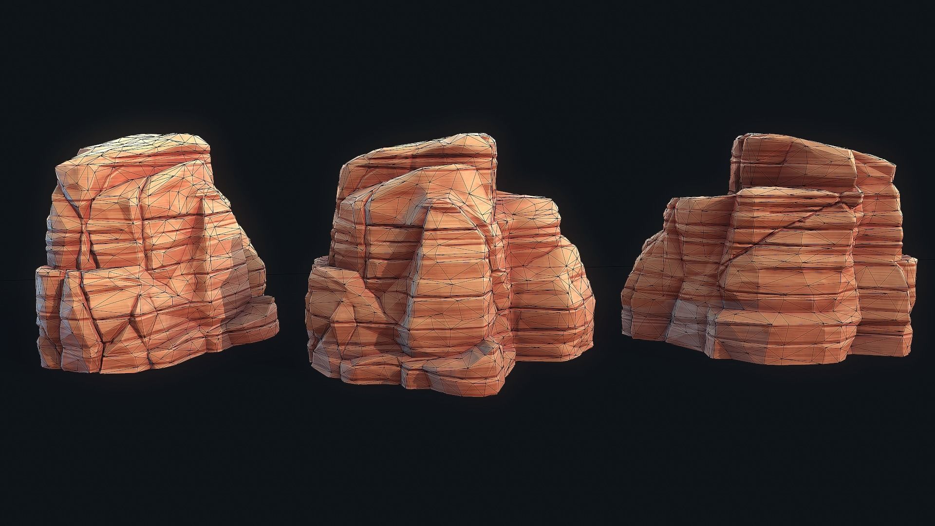 Stylized Desert Rock 4 Low-poly 3D model_6