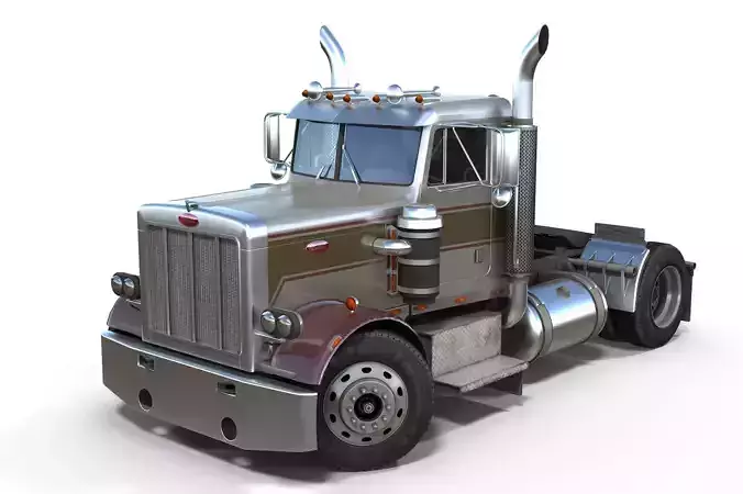 Peterbilt 289 day cab semi-truck Low-poly 3D model