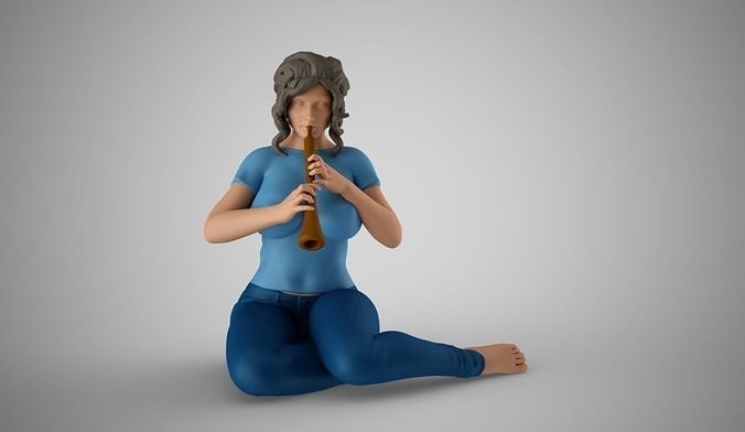 Woman Playing the Wind Instrument 3D print model