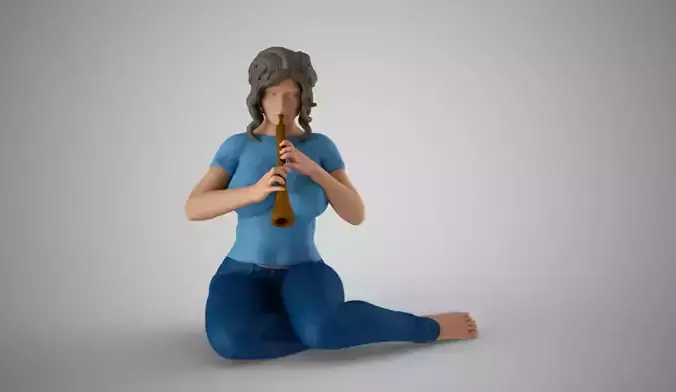 Woman Playing the Wind Instrument 3D print model