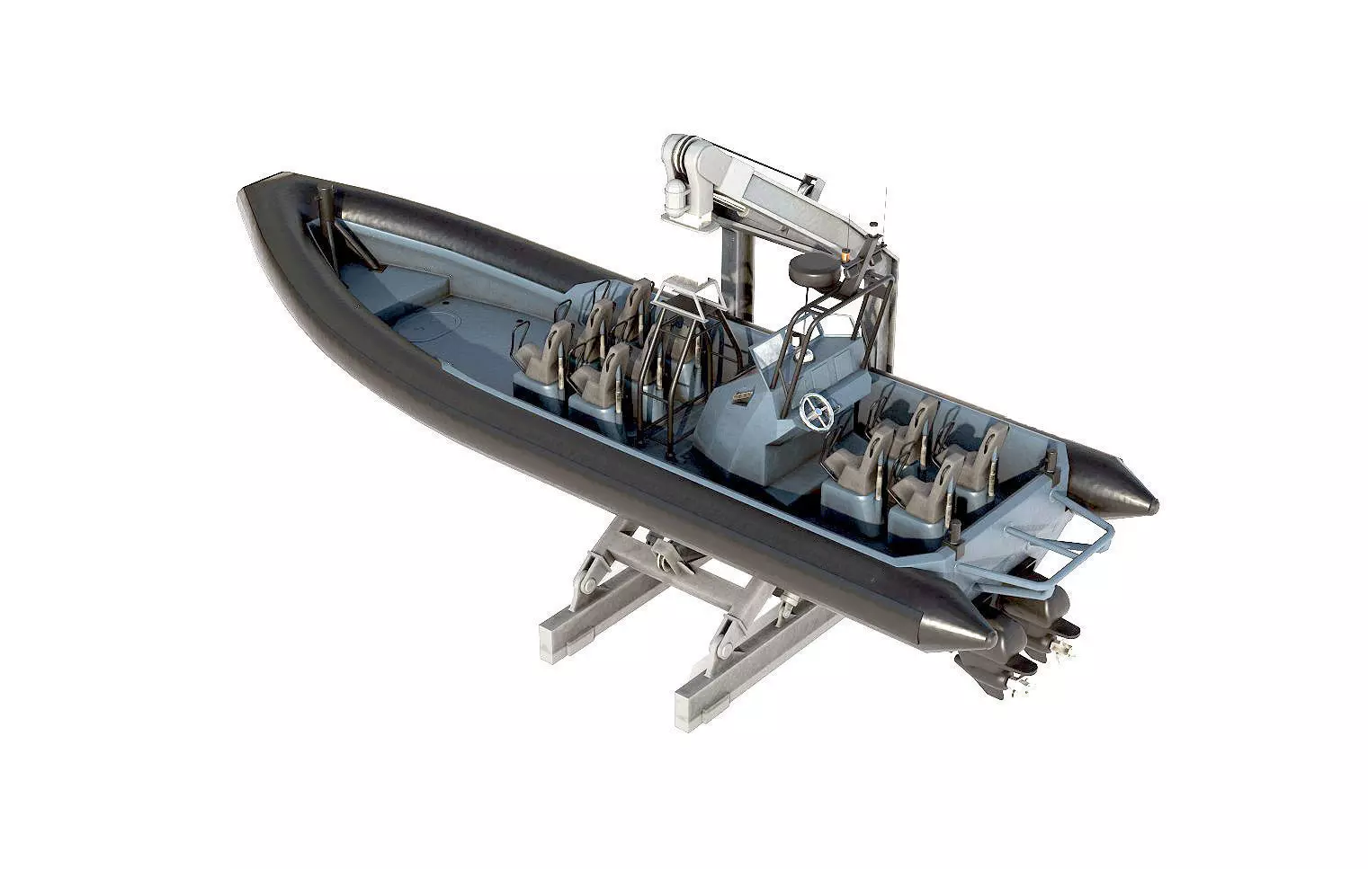 MILITARY INFLATABLE BOAT  Low-poly 3D model_0