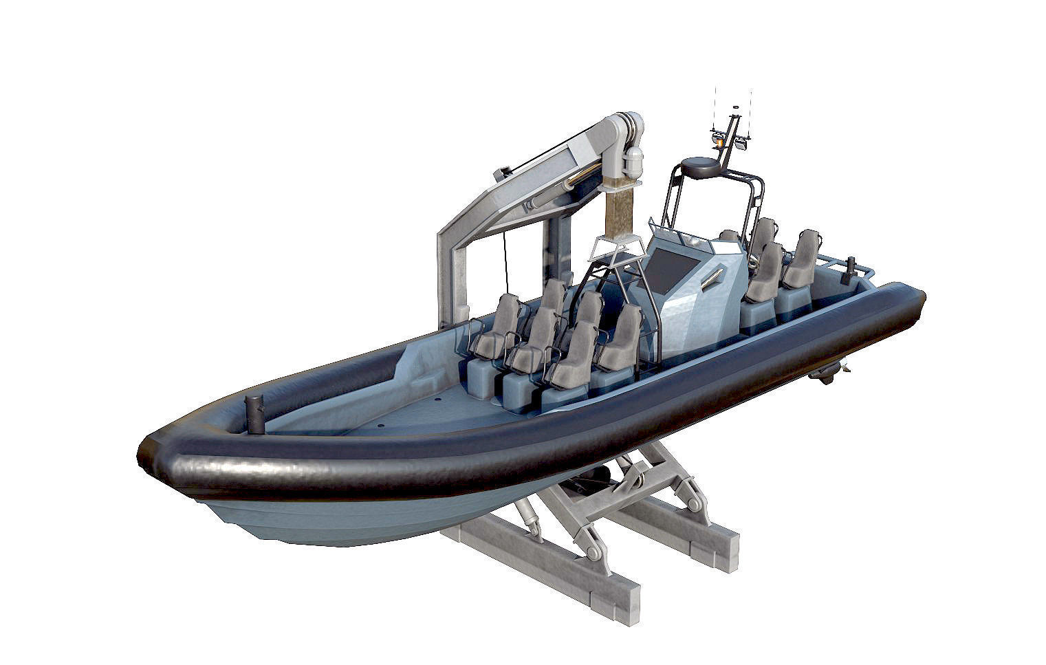 MILITARY INFLATABLE BOAT  Low-poly 3D model_3