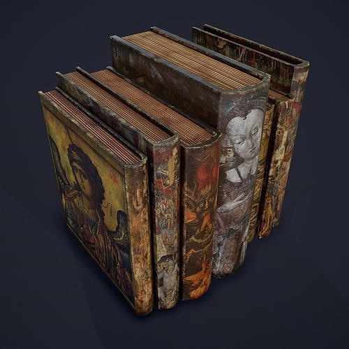 Medieval Books Row 3 Design 3  Low-poly 3D model