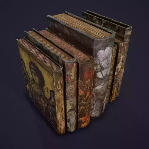 Medieval Books Row 3 Design 3  Low-poly 3D model