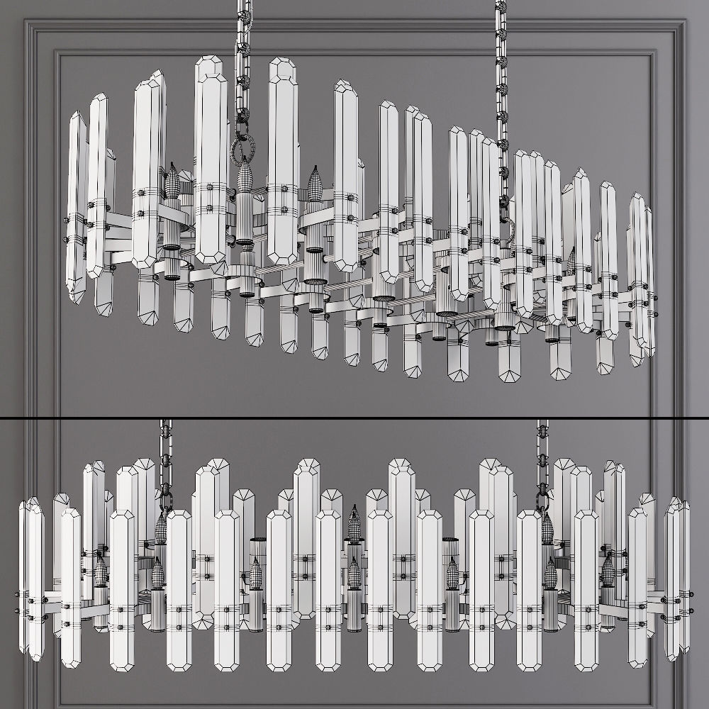 Restoration Hardware BONNINGTON LARGE LINEAR CHANDELIER Brass 3D model_1