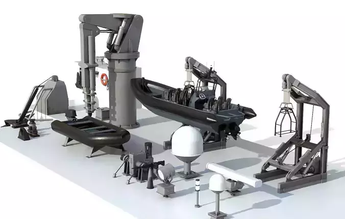 Military ship equipment asset Low-poly 3D model