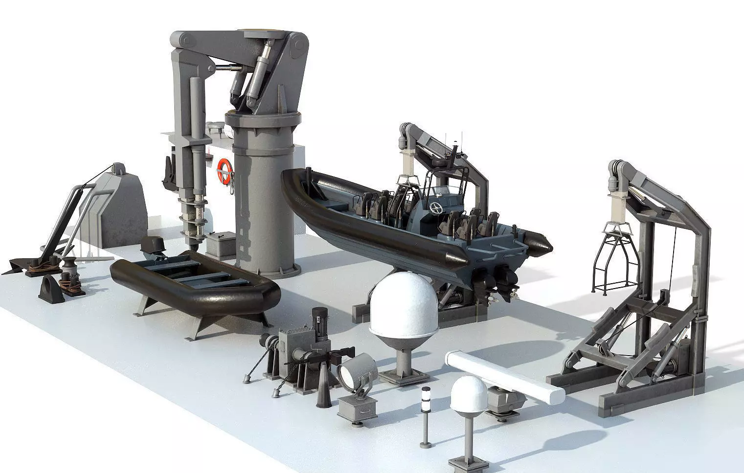 Military ship equipment asset Low-poly 3D model_0