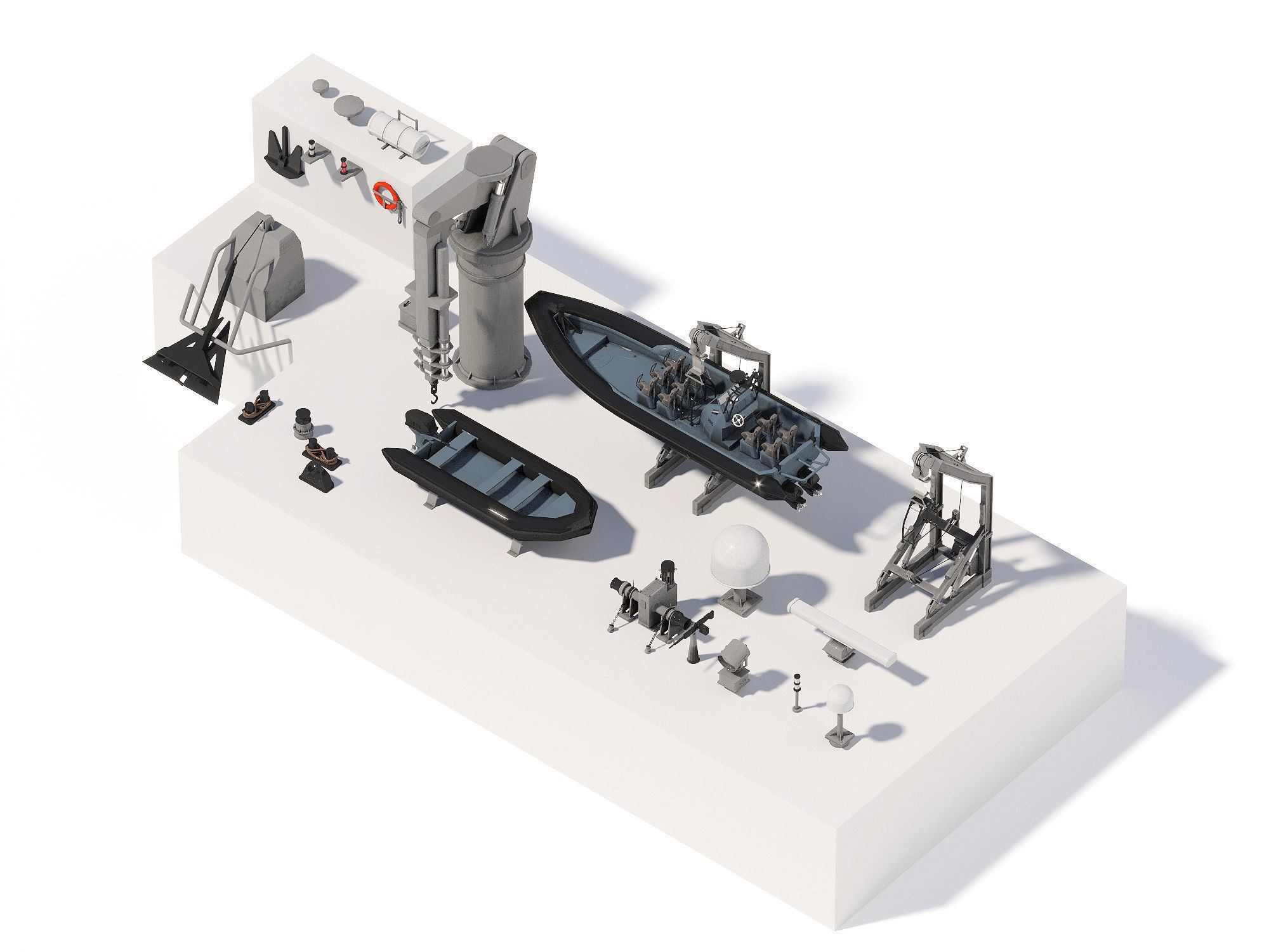 Military ship equipment asset Low-poly 3D model_1