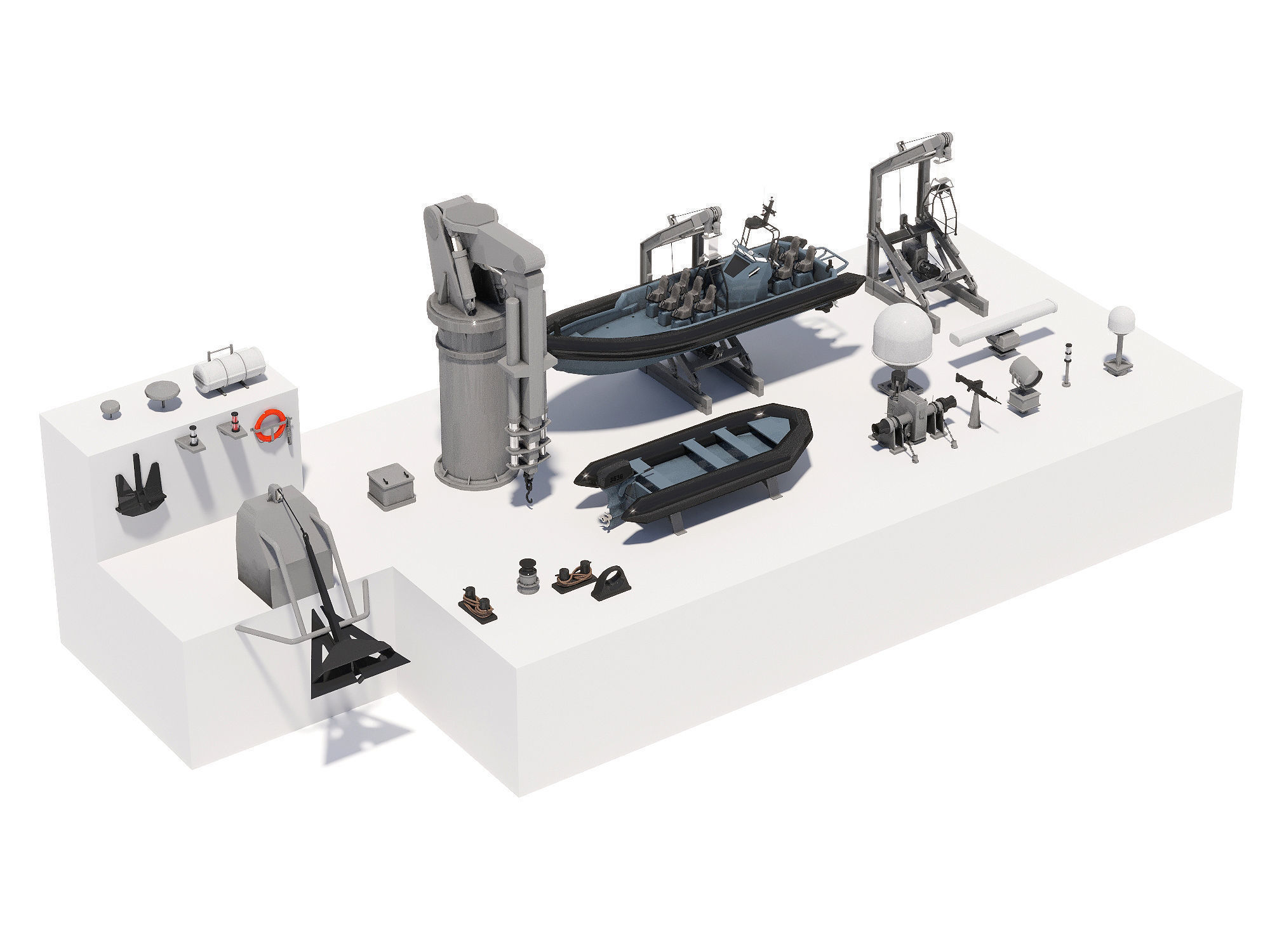 Military ship equipment asset Low-poly 3D model_6