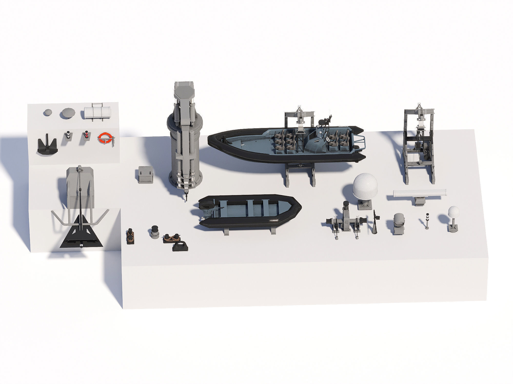 Military ship equipment asset Low-poly 3D model_4