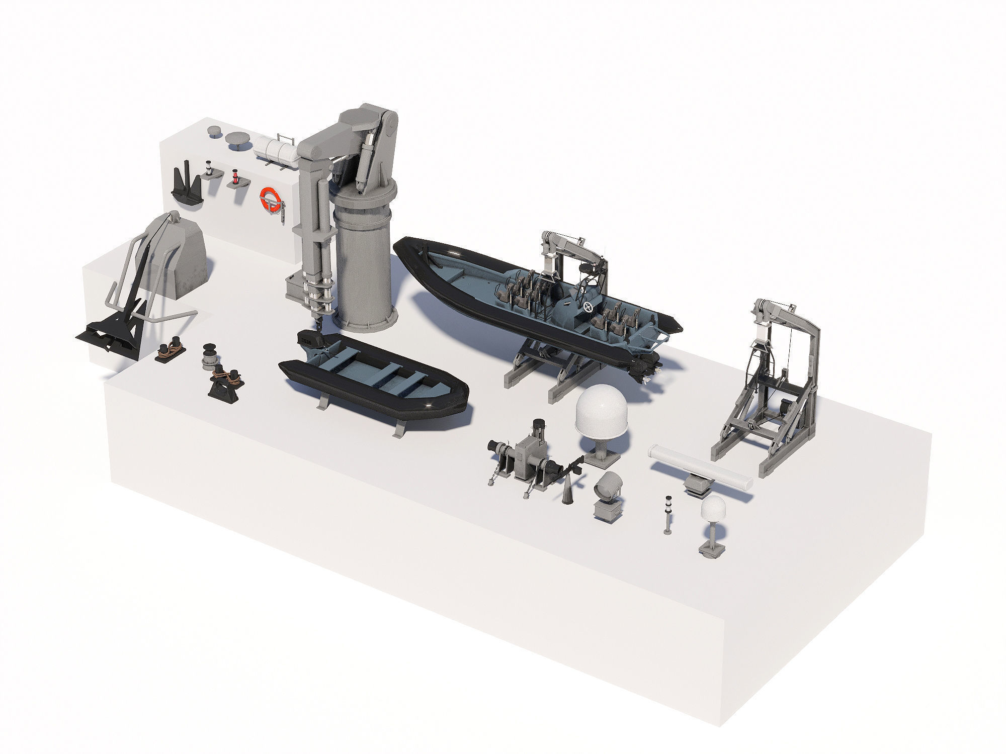 Military ship equipment asset Low-poly 3D model_8