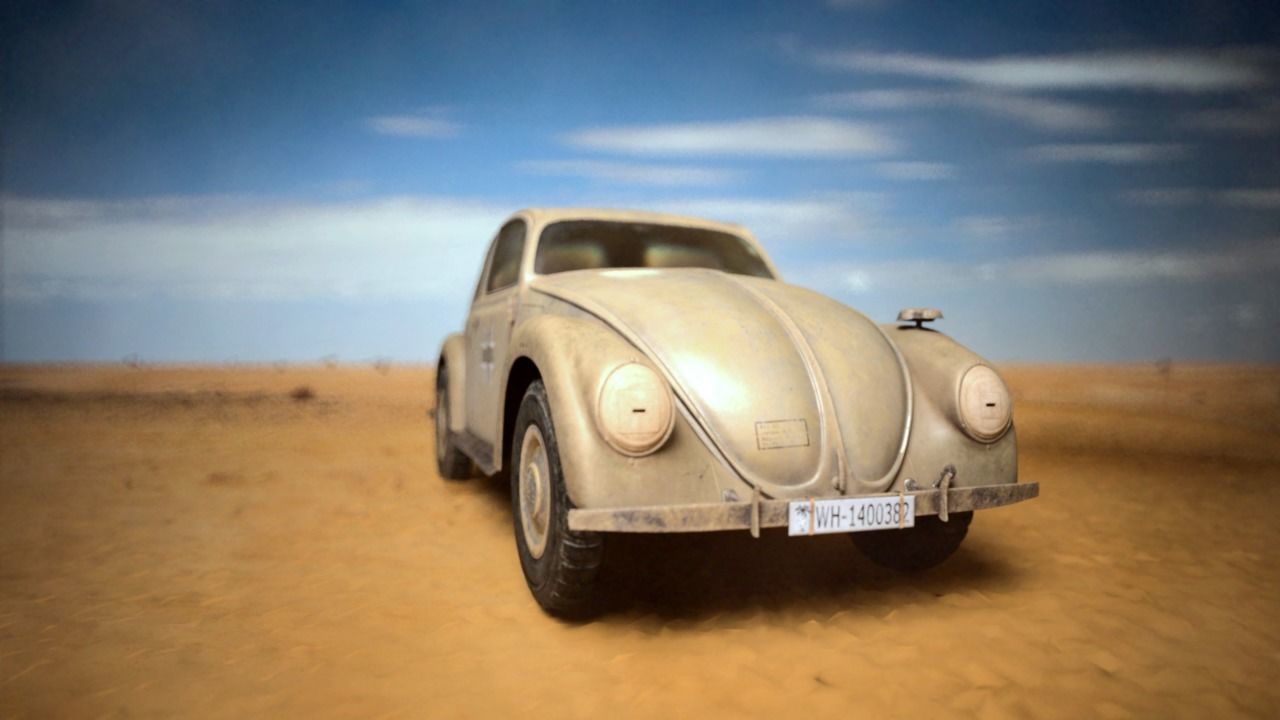 VW beetle Typ 87 Afrika Korps staff car WW2 Western desert Low-poly 3D model_3