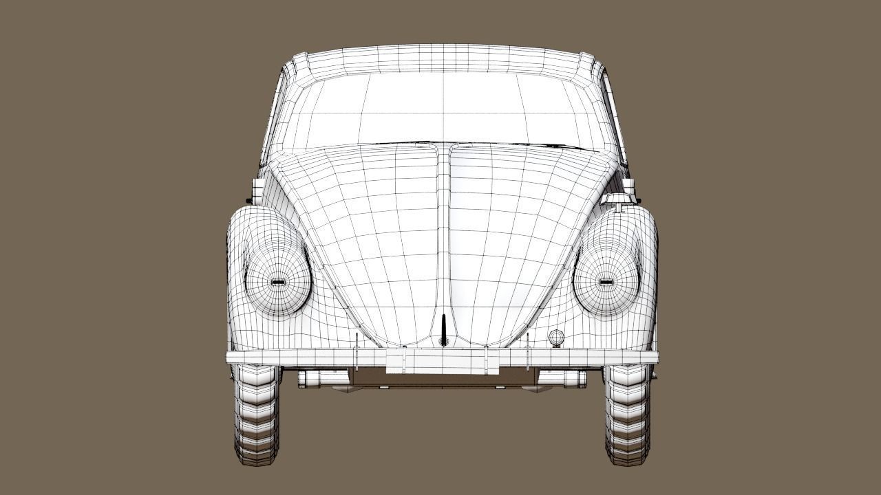 VW beetle Typ 87 Afrika Korps staff car WW2 Western desert Low-poly 3D model_16