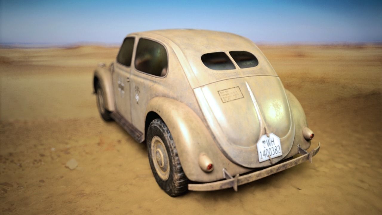VW beetle Typ 87 Afrika Korps staff car WW2 Western desert Low-poly 3D model_5