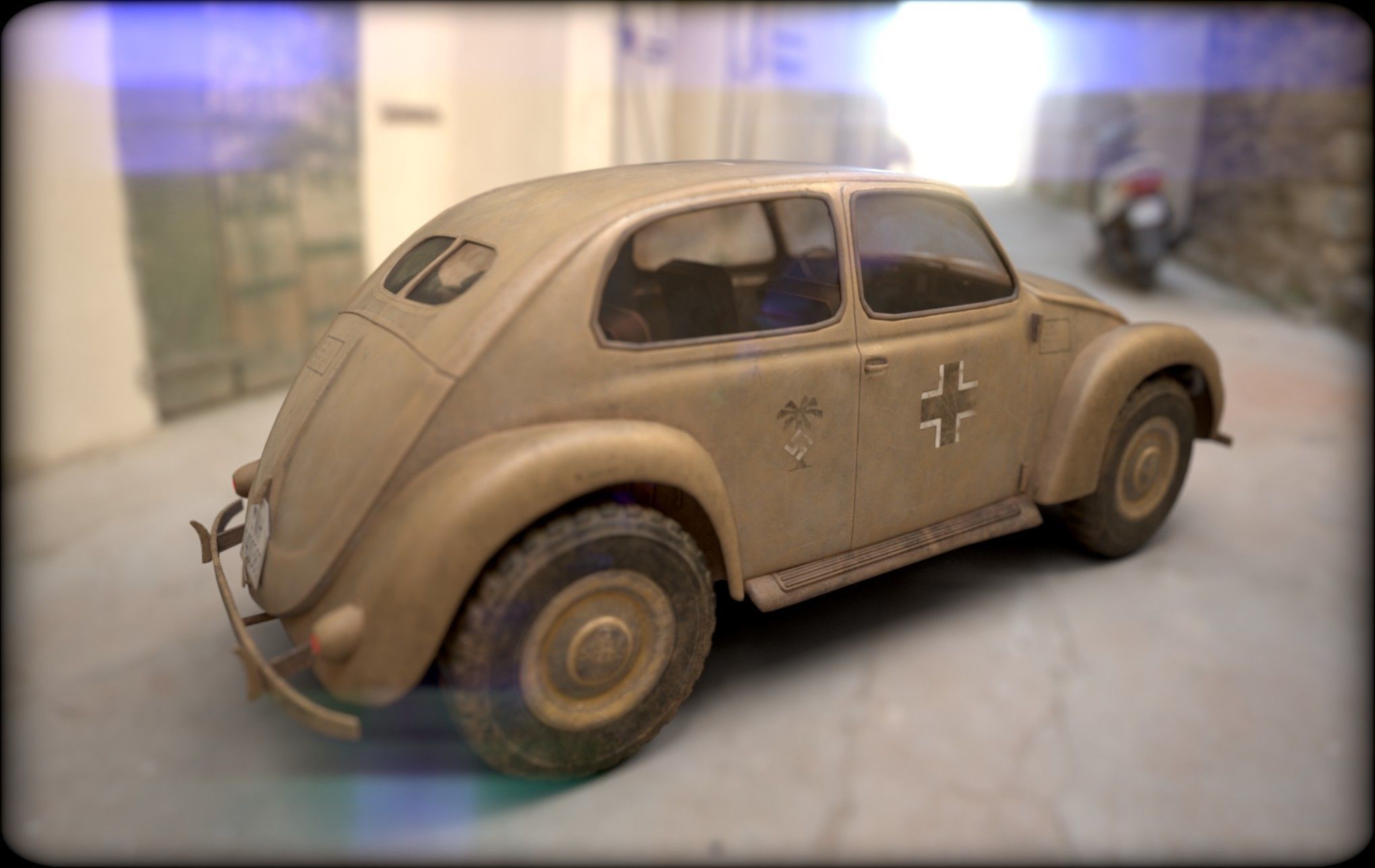 VW beetle Typ 87 Afrika Korps staff car WW2 Western desert Low-poly 3D model_27