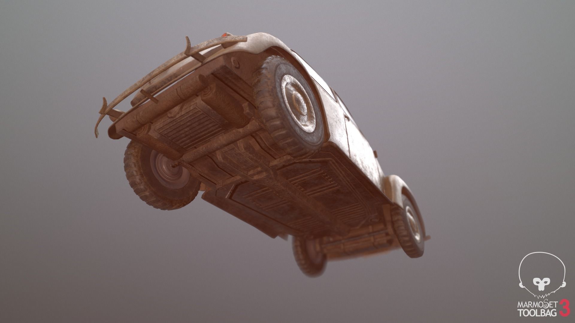 VW beetle Typ 87 Afrika Korps staff car WW2 Western desert Low-poly 3D model_24