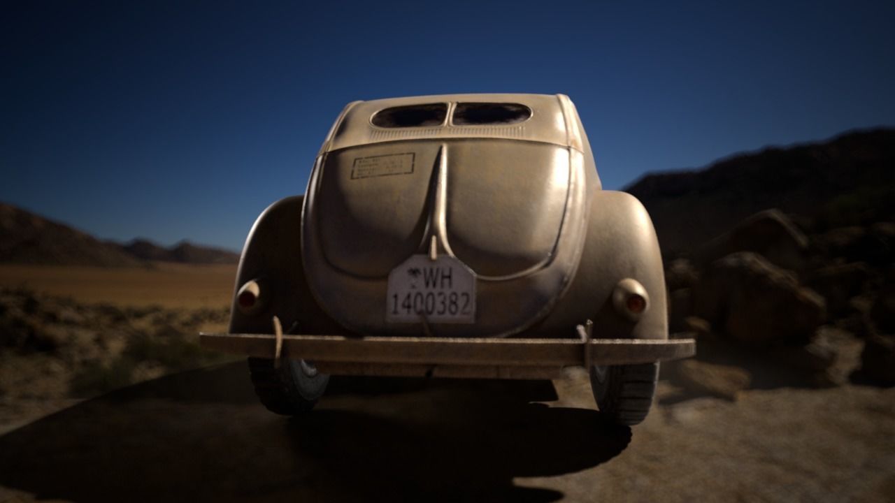 VW beetle Typ 87 Afrika Korps staff car WW2 Western desert Low-poly 3D model_25