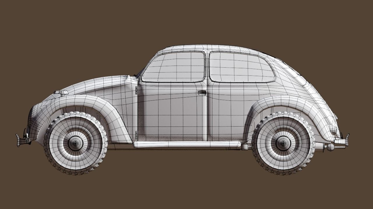 VW beetle Typ 87 Afrika Korps staff car WW2 Western desert Low-poly 3D model_18