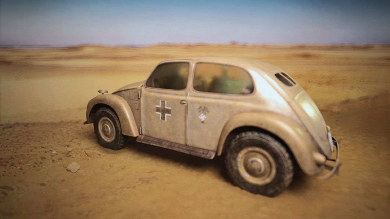 VW beetle Typ 87 Afrika Korps staff car WW2 Western desert Low-poly 3D model_6